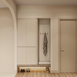 All-Aluminum Entryway Cabinet with Coat Hooks