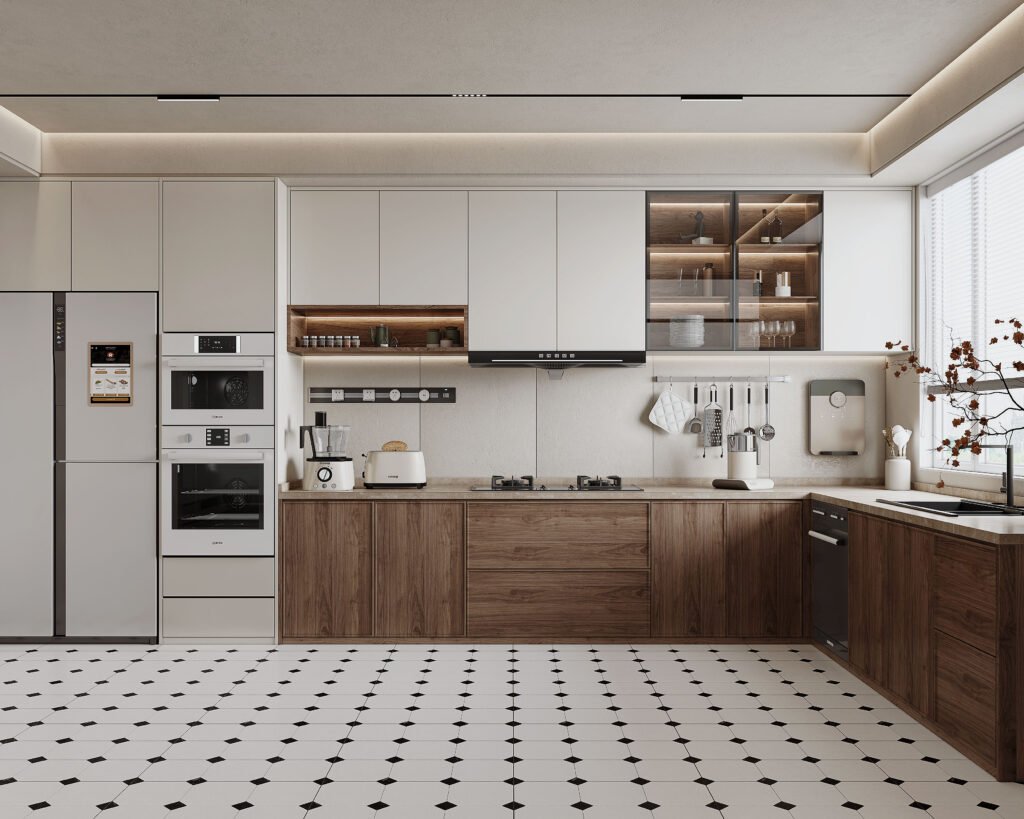 Wood Grain Kitchen Cabinet