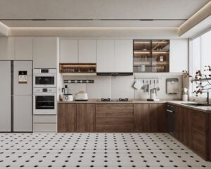 Wood Grain Kitchen Cabinet