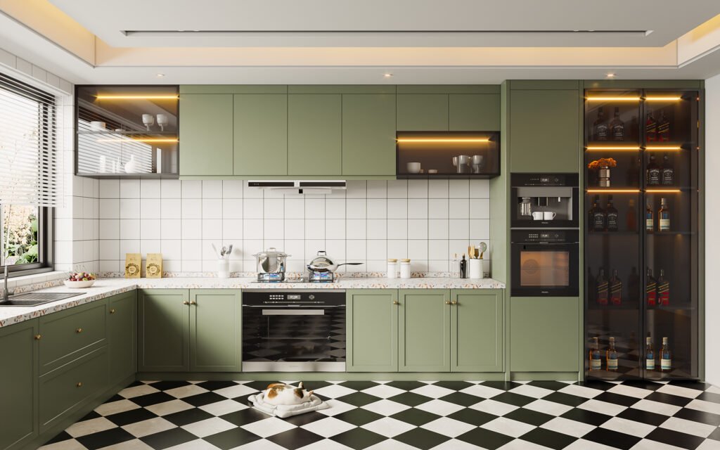 Vintage Green Kitchen Cabinet