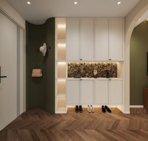 Retro Entryway With Side Open Shelves