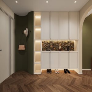 Retro Entryway With Side Open Shelves