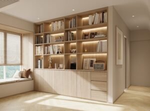 Wood Built-in Bookcase