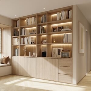 Wood Built-in Bookcase